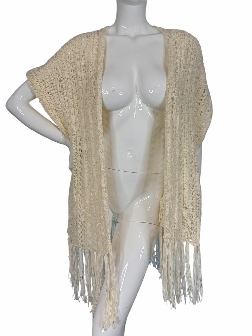American Eagle Outfitters Cream Crochet Knit Women's Sweater jacket shawl Sz S